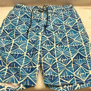 St. John’s Bay Men Swimming Shorts Blue Drawstring Pockets Size Small